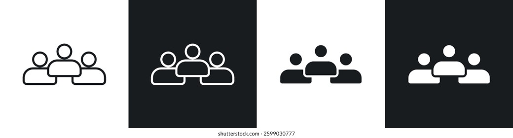 People icons in flat and linear vector illustration on white background.