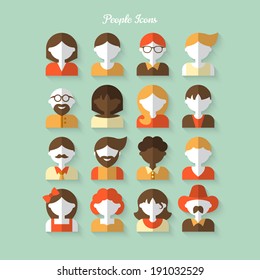 People icons in flat modern style. Vector illustration