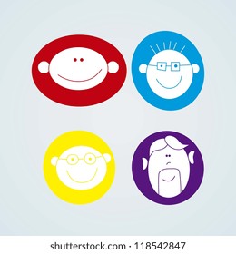 People Icons four faces set