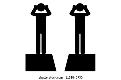 People icons: Gap between two individuals / experts / professionals who are covering their ears.