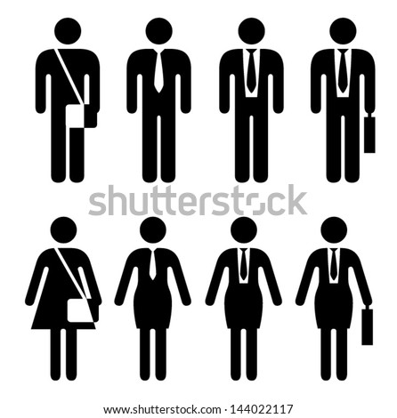 People icons. Going to work. Male and Female figures.