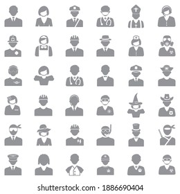 People Icons. Gray Flat Design. Vector Illustration.