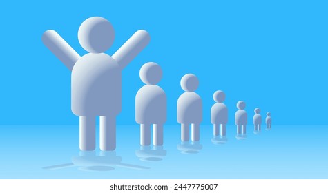 people icons group person symbols for infographic human figures with raising up hands horizontal