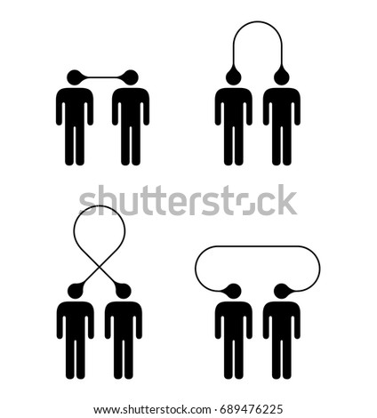 People icons interpersonal connection or rapport - simple line.