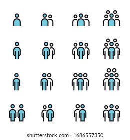 People Icons Line Color Work Group Team Vector