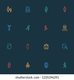 People icons line style set with woman, child, group and other user elements. Isolated vector illustration people icons.