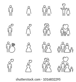   People Icons Line Vector . Wedding  Love Symbol Valentine's Day
