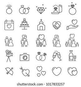   Vector de línea de iconos de la gente . Símbolo de amor de boda Día de San Valentín