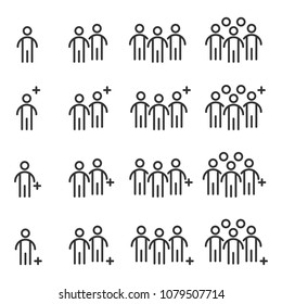 People Icons Line Work Group Team Vector