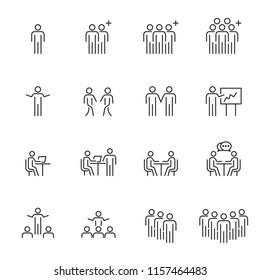 People Icons Line work group Team Vector, Business Meeting Communication.