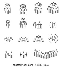 People Icons Line work group Team Vector, Business Meeting Communication.