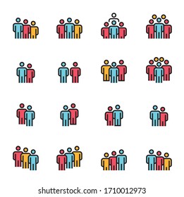 People Icons. Line work. group Team Vector.