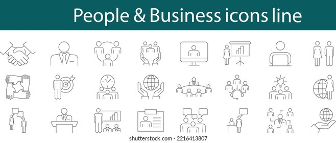 People Icons Line Work Group Team Business Vector