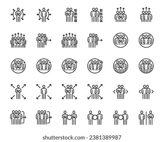 People Icons Line Work Group Team Vector Set , Person , partner, Worker Employee  People Team management 
