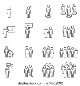People Icons Line work group Team Vector  Illustration