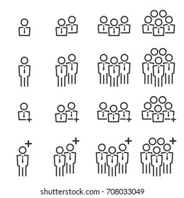 People Icons line work group Team Vector, necktie