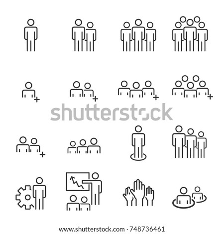 People Icons Line Work Group Team Vector