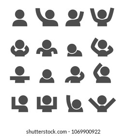 People icons. Mood and Gesture concept. Glyph and outlines stroke icons theme. Vector illustration graphic design collection set