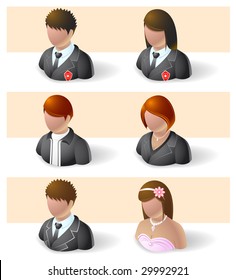 people icons - officer, bodyguard, designer and diner