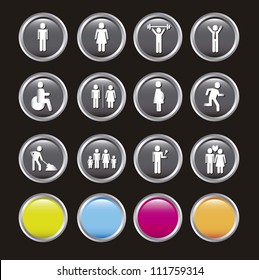people icons over black background. vector illustration
