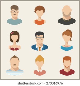 People icons, peolple avatars, flat style