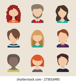 People icons, peolple avatars, flat style, vector illustration