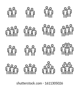 People Icons , Person work group Team , Symbol Perfect Design Simple Set For Using In Web site Infographics Logo Report , Line Icon Vector illustration 