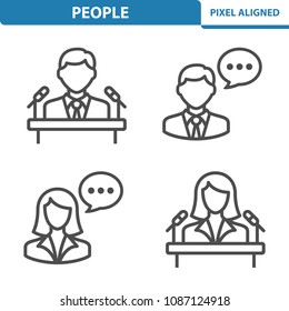 People Icons. Professional, pixel perfect icons, EPS 10 format. Designed at 32x32 pixel size. 5x magnification for preview.