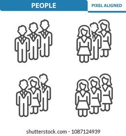 People Icons. Professional, pixel perfect icons, EPS 10 format. Designed at 32x32 pixel size. 5x magnification for preview.