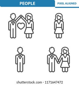 People Icons. Professional, pixel perfect icons, EPS 10 format. Designed at 32x32 pixel size. 5x magnification for preview.