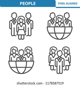 People Icons. Professional, pixel perfect icons, EPS 10 format. Designed at 32x32 pixel size. 5x magnification for preview.