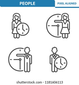 People Icons. Professional, pixel perfect icons, EPS 10 format. Designed at 32x32 pixel size. 5x magnification for preview.