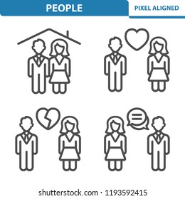 People Icons. Professional, pixel perfect icons, EPS 10 format. Designed at 32x32 pixel size. 5x magnification for preview.