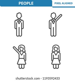People Icons. Professional, pixel perfect icons, EPS 10 format. Designed at 32x32 pixel size. 5x magnification for preview.