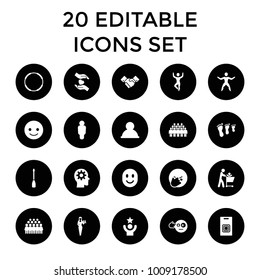 People icons. set of 20 editable filled people icons such as casino girl, group, smiling emot, facepalm emot, head bang emot. best quality people elements in trendy style.