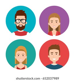 Set Funny Cartoon Icons People Vector Stock Vector (Royalty Free) 444308995