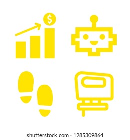 people icons set with bar chart, footprint and robot vector set