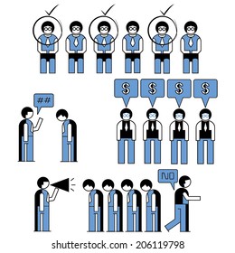 people icons set, business people in office concept