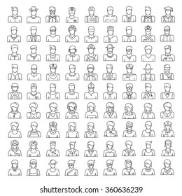 people icons set business people icons, thin line theme