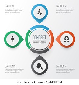 People Icons Set. Collection Of Delivery Person, Businesswoman, Gentleman And Other Elements. Also Includes Symbols Such As Man, Courier, Head.