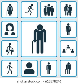 People Icons Set. Collection Of Female, Running, Businesswoman And Other Elements. Also Includes Symbols Such As Running, Walking, Job.