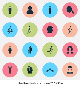 People Icons Set. Collection Of Grandpa, User, Running Elements. Also Includes Symbols Such As User, Businessman, Social.