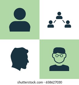 People Icons Set. Collection Of Network, User, Male And Other Elements. Also Includes Symbols Such As User, Gentleman, Male.