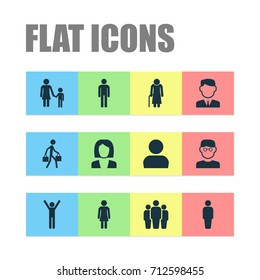 People Icons Set. Collection Of Work Man, Scientist, Businesswoman And Other Elements. Also Includes Symbols Such As User, Smart, Job.