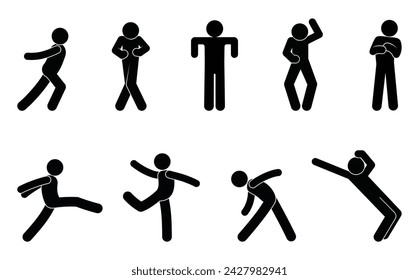 Menschen-Icons gesetzt, tanzender Mann