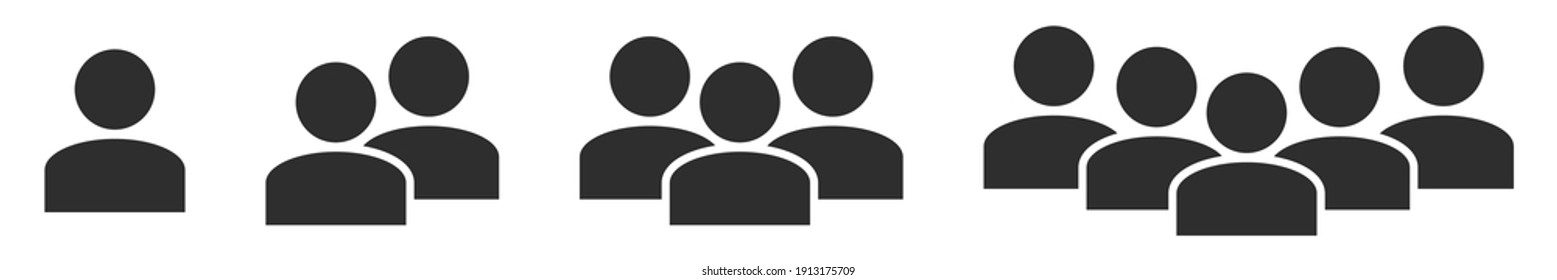 People icons set. Grouping people in flat style. Team communication icon symbol. Isolated vector illustration.
