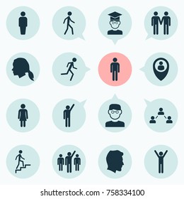 People Icons Set. Includes Icons Such As Scientist, Position, Mates And Other.