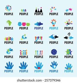 People Icons Set - Isolated On Blue Background - Vector Illustration, Graphic Design, Editable For Your Design