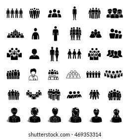 People Icons Set - Isolated On White Background. Vector Illustration, Graphic Design. For Web, Websites, Print. Business Concept 