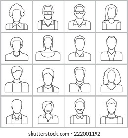 people icons set, office people icons, user icons in line theme design